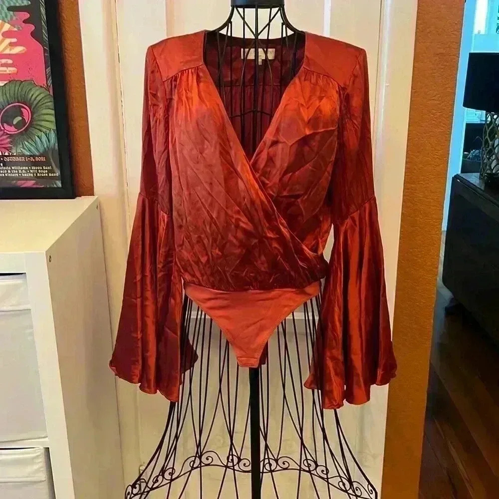 Caroline Constas Silk Bodysuit-Sz XS